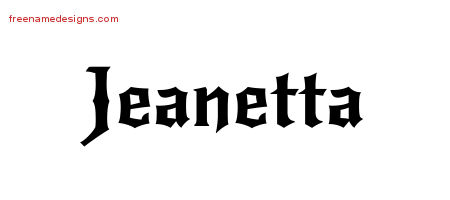 Gothic Name Tattoo Designs Jeanetta Free Graphic