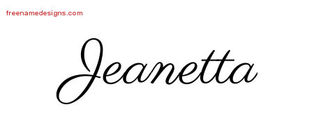 Classic Name Tattoo Designs Jeanetta Graphic Download