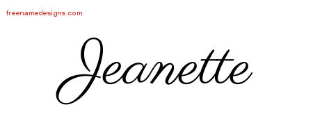 Classic Name Tattoo Designs Jeanette Graphic Download