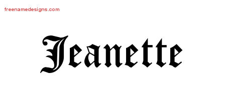 Blackletter Name Tattoo Designs Jeanette Graphic Download