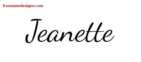 Lively Script Name Tattoo Designs Jeanette Free Printout