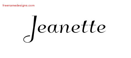Elegant Name Tattoo Designs Jeanette Free Graphic