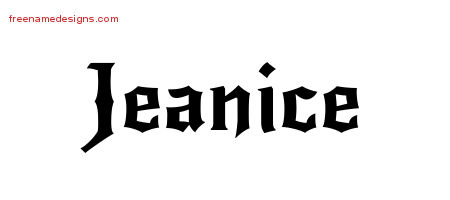Gothic Name Tattoo Designs Jeanice Free Graphic