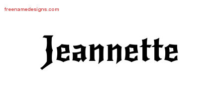 Gothic Name Tattoo Designs Jeannette Free Graphic