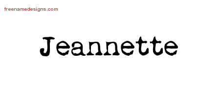 Vintage Writer Name Tattoo Designs Jeannette Free Lettering