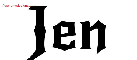 Gothic Name Tattoo Designs Jen Free Graphic