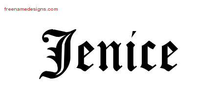Blackletter Name Tattoo Designs Jenice Graphic Download