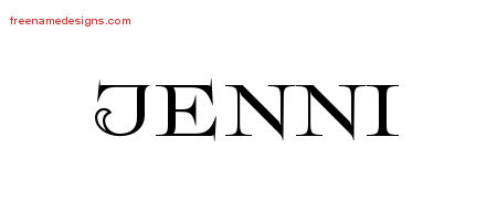 Flourishes Name Tattoo Designs Jenni Printable