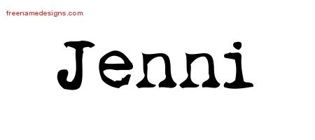 Vintage Writer Name Tattoo Designs Jenni Free Lettering