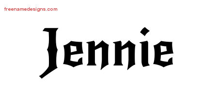 Gothic Name Tattoo Designs Jennie Free Graphic