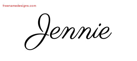 Classic Name Tattoo Designs Jennie Graphic Download