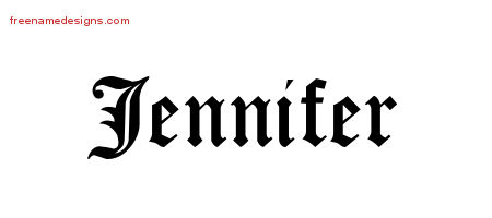 Blackletter Name Tattoo Designs Jennifer Graphic Download