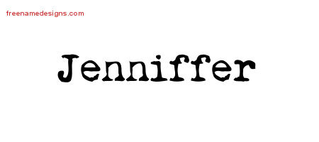 Vintage Writer Name Tattoo Designs Jenniffer Free Lettering