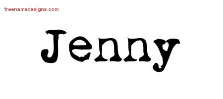 Vintage Writer Name Tattoo Designs Jenny Free Lettering