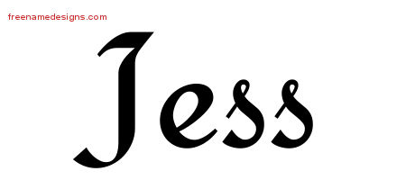 Calligraphic Stylish Name Tattoo Designs Jess Free Graphic