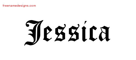 Blackletter Name Tattoo Designs Jessica Graphic Download