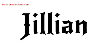 Gothic Name Tattoo Designs Jillian Free Graphic
