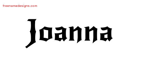 Gothic Name Tattoo Designs Joanna Free Graphic