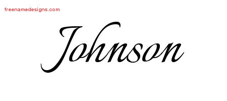 Calligraphic Name Tattoo Designs Johnson Free Graphic