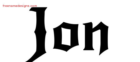 Gothic Name Tattoo Designs Jon Free Graphic