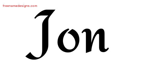 Calligraphic Stylish Name Tattoo Designs Jon Free Graphic