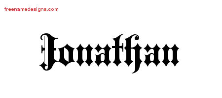 Old English Name Tattoo Designs Jonathan Free Lettering