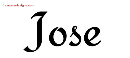 Calligraphic Stylish Name Tattoo Designs Jose Free Graphic