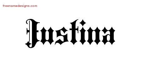 Old English Name Tattoo Designs Justina Free