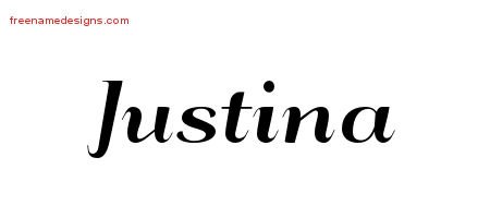 Art Deco Name Tattoo Designs Justina Printable