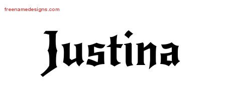Gothic Name Tattoo Designs Justina Free Graphic