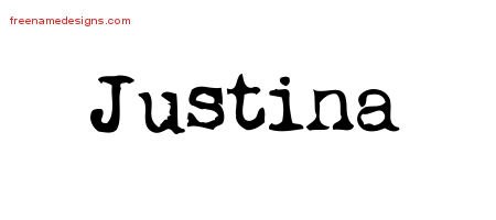 Vintage Writer Name Tattoo Designs Justina Free Lettering