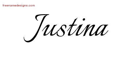 Calligraphic Name Tattoo Designs Justina Download Free