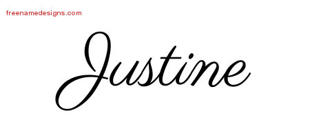Classic Name Tattoo Designs Justine Graphic Download