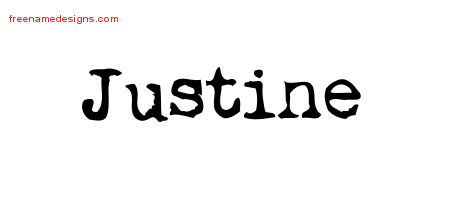 Vintage Writer Name Tattoo Designs Justine Free Lettering
