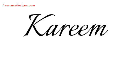 Calligraphic Name Tattoo Designs Kareem Free Graphic