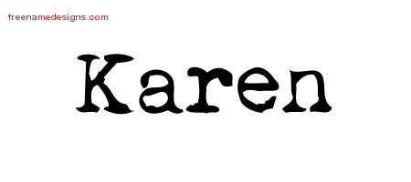 Vintage Writer Name Tattoo Designs Karen Free Lettering
