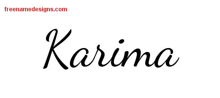 Lively Script Name Tattoo Designs Karima Free Printout