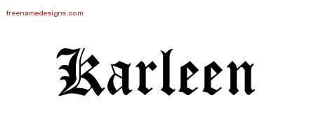 Blackletter Name Tattoo Designs Karleen Graphic Download
