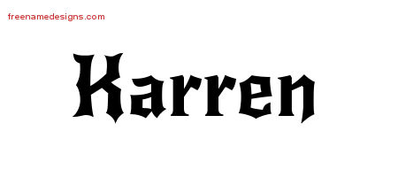 Gothic Name Tattoo Designs Karren Free Graphic