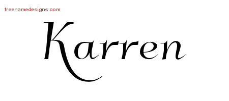 Elegant Name Tattoo Designs Karren Free Graphic
