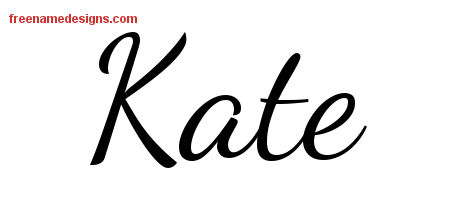 Lively Script Name Tattoo Designs Kate Free Printout