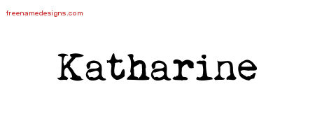 Vintage Writer Name Tattoo Designs Katharine Free Lettering