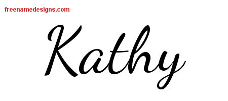 Lively Script Name Tattoo Designs Kathy Free Printout