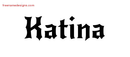 Gothic Name Tattoo Designs Katina Free Graphic