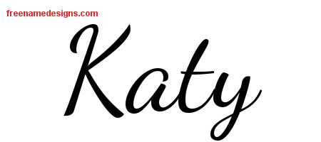 Lively Script Name Tattoo Designs Katy Free Printout