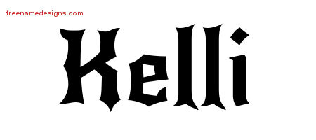 Gothic Name Tattoo Designs Kelli Free Graphic