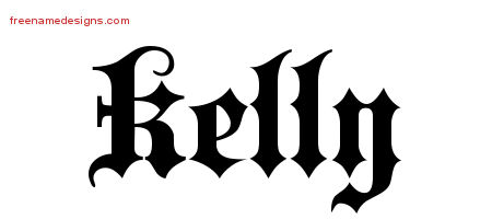 Old English Name Tattoo Designs Kelly Free Lettering