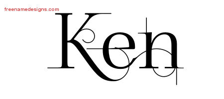 Decorated Name Tattoo Designs Ken Free Lettering