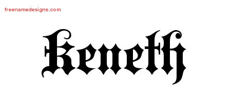 Old English Name Tattoo Designs Keneth Free Lettering