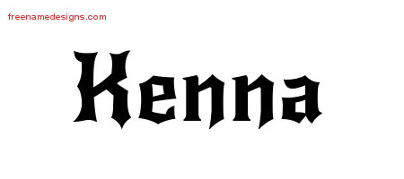 Gothic Name Tattoo Designs Kenna Free Graphic